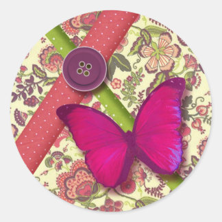 autocollant papillon liberty pois rose vert chic