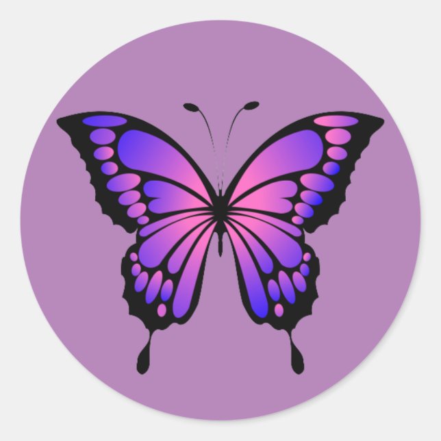 Autocollant papillon rose et violet (Devant)