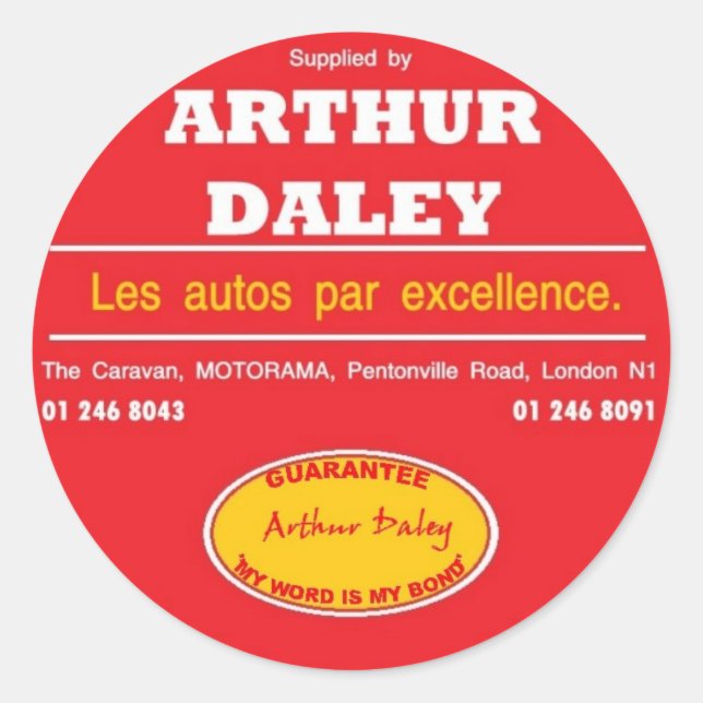 Autocollant pare-chocs Arthur Daley Motorama (Devant)