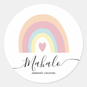 Autocollant pastel rainbow mahalo personnalisable
