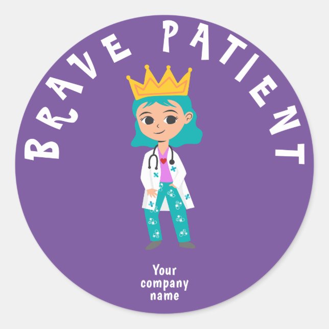 Autocollant patient courageux - nom de société per (Devant)