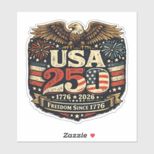 Autocollant patriotique USA 250 Bald Eagle 1776-20