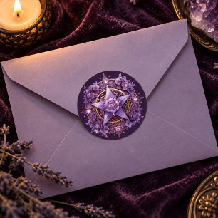 Autocollant Pentacle Rose Mystique – Sceau Sorcièr