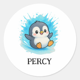 Autocollant Percy le Pingouin – Étiquette de nom d