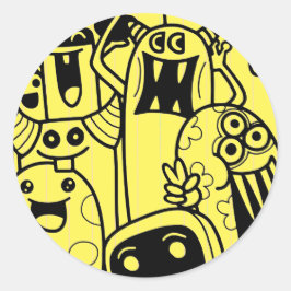 Autocollant personnalisable jaune MONSTRE HEUREUX