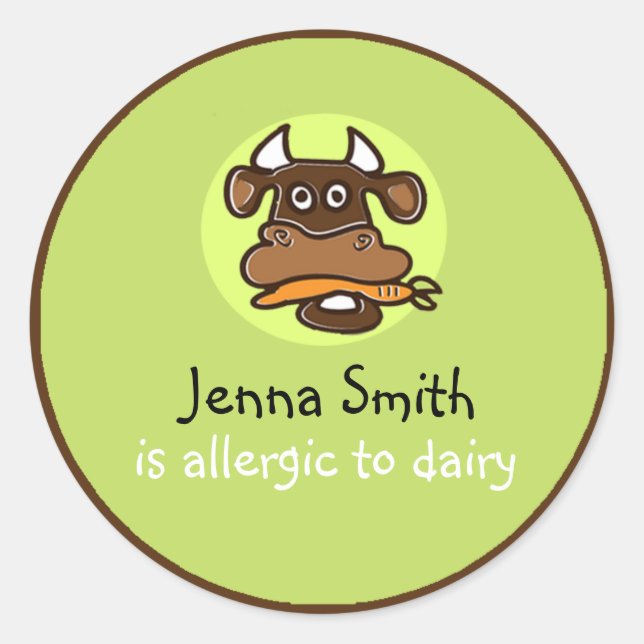 Autocollant personnalisable pour allergie laitière (Devant)