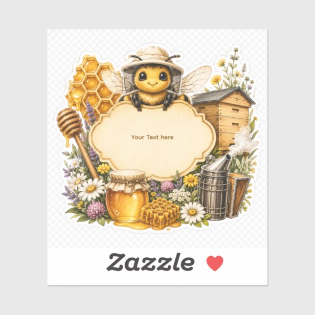 Autocollant personnalisé d'abeille de miel d'apicu (Feuille)