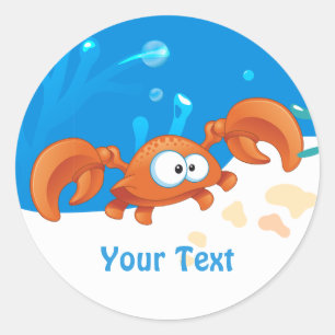 Autocollant personnalisé de crabe mignon aquatique