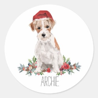 Autocollant personnalisé de Noël pour Jack Russell