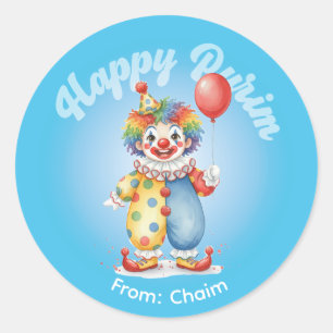 Autocollant Personnalisé de Pourim - Thème Clown