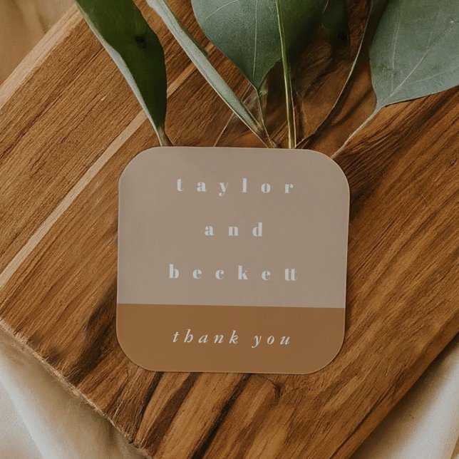 Autocollant personnalisé de remerciement en bloc d (Blush Color Block Personalized Thank You Sticker)