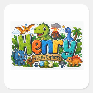Autocollant Personnalisé Dinosaure Explorateur Hen
