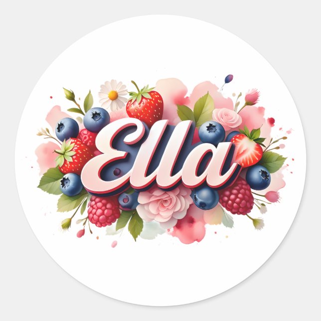 Autocollant personnalisé Ella Berry Design floral (Devant)