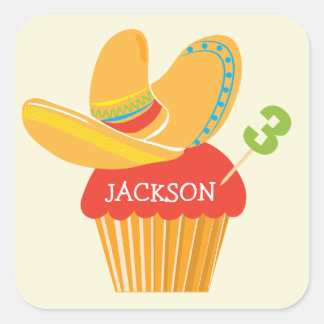 Autocollant personnalisé Fiesta Sombrero Cupcake