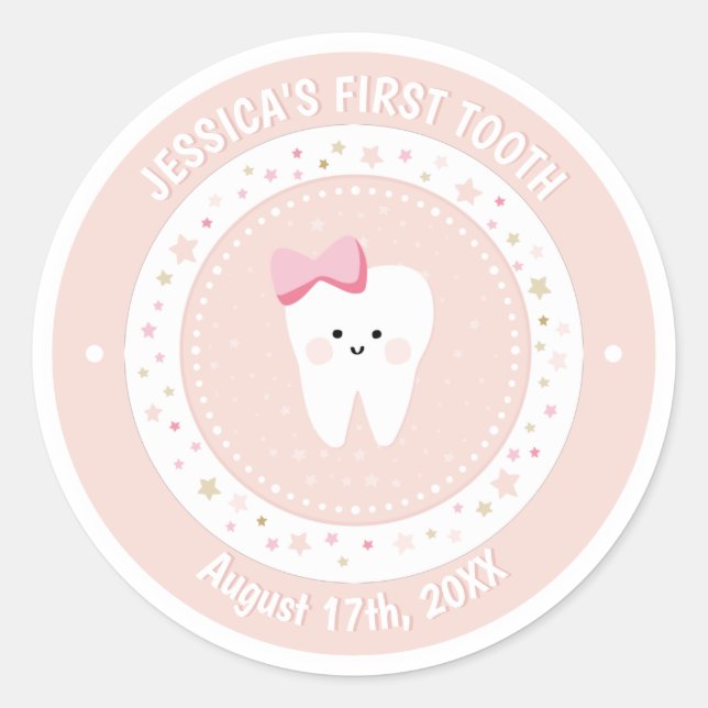 Autocollant personnalisé First Tooth Baby Girl Mil (Devant)
