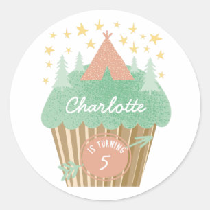Autocollant personnalisé Glamping Cupcake
