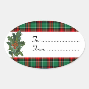 Autocollant personnalisé Holly Red Green Plaid