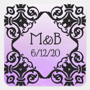 Autocollant personnalisé Mariage de date violet
