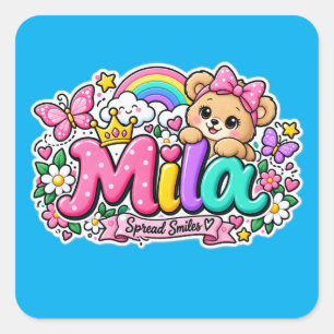 Autocollant personnalisé Mila Smiles Cute Teddy Be