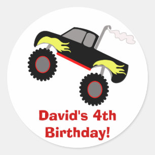 Autocollant personnalisé Monster Truck Birthday