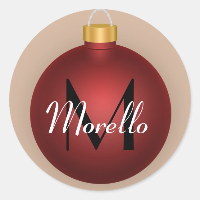 Autocollant personnalisé pour ornement Bauble de N (Devant)