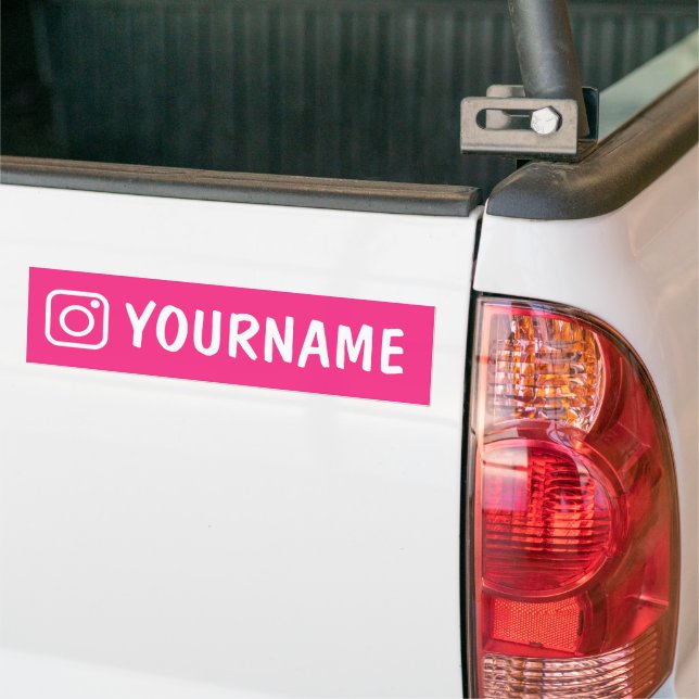 Autocollant personnalisé rose avec nom instagram (Sur camion)