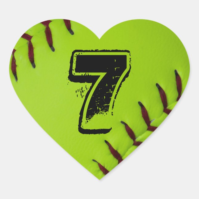 Autocollant personnalisé Softball Heart (Devant)
