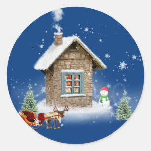 Autocollant petite maison de Noël