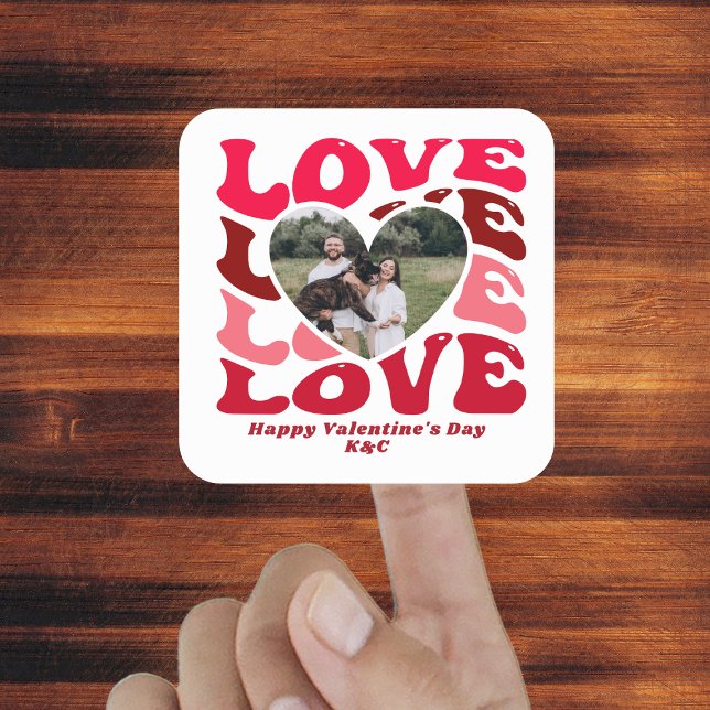 Autocollant photo Heureuse Sainte-Valentin Love He (Happy Valentine's Day Love Heart Photo Sticker
)
