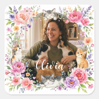Autocollant photo personnalisé de chat maman avec 