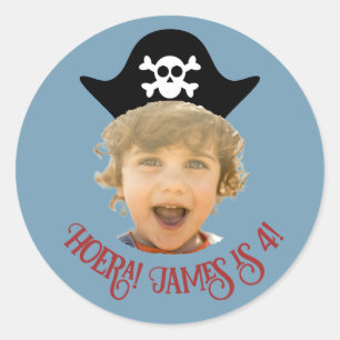 Autocollant photo Pirate Bleu - Avec Nom & Âge -