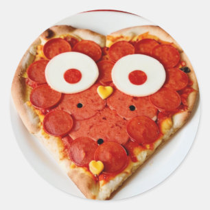Autocollant Pizza en forme de cœur - Cadeau amusan