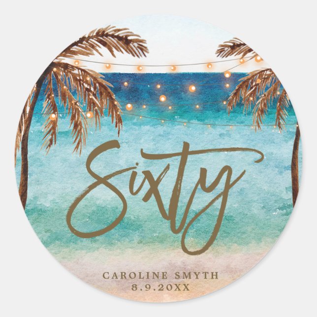 autocollant plage tropicale soixante 60e anniversa (Devant)