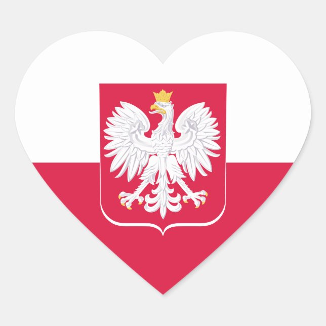Autocollant Pologne, Cœur, Aigle, Drapeau Polonais (Devant)