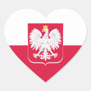 Autocollant Pologne, Cœur, Aigle, Drapeau Polonais