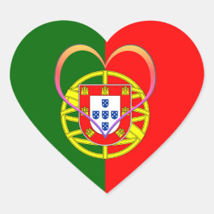 Autocollant Portugal, Cœur, amour, Drapeau Portuga