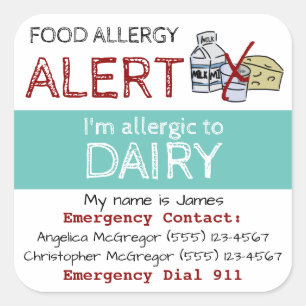 Autocollant pour allergie aux aliments laitiers Tu