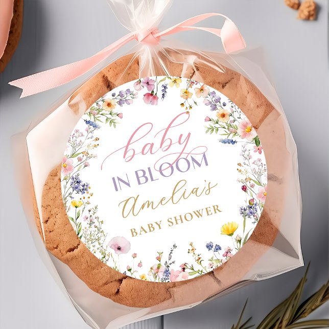 Autocollant pour Baby Shower Fleur de Bébé en Fleu (Créateur téléchargé)