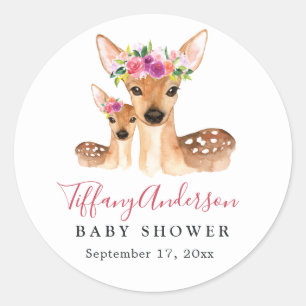 Autocollant pour Baby Shower Fleurie Maman et Bébé