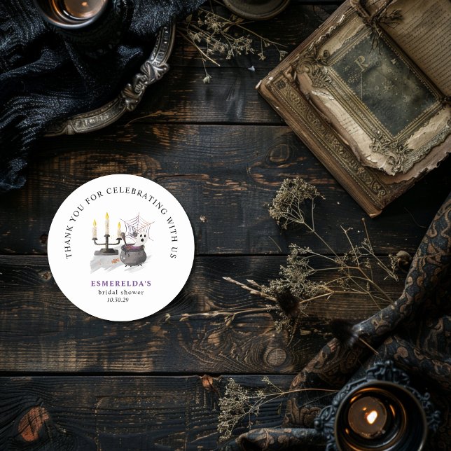 Autocollant pour Baby Shower Halloween Fantôme Lit (A LITTLE BOO IS ALMOST DUE BABY SHOWER THANK YOU STICKER )