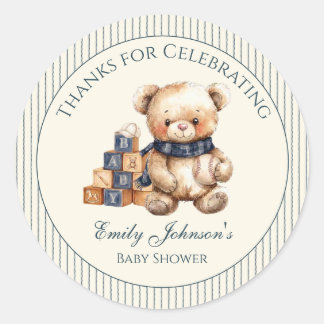Autocollant pour Baby Shower Ours Garçon