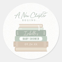Autocollant pour Baby Shower « Un Nouveau Chapitre
