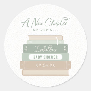 Autocollant pour Baby Shower « Un Nouveau Chapitre