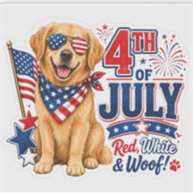 Autocollant pour chien patriotique Rouge Blanc et
