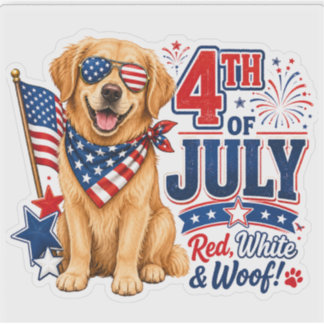 Autocollant pour chien patriotique Rouge Blanc et