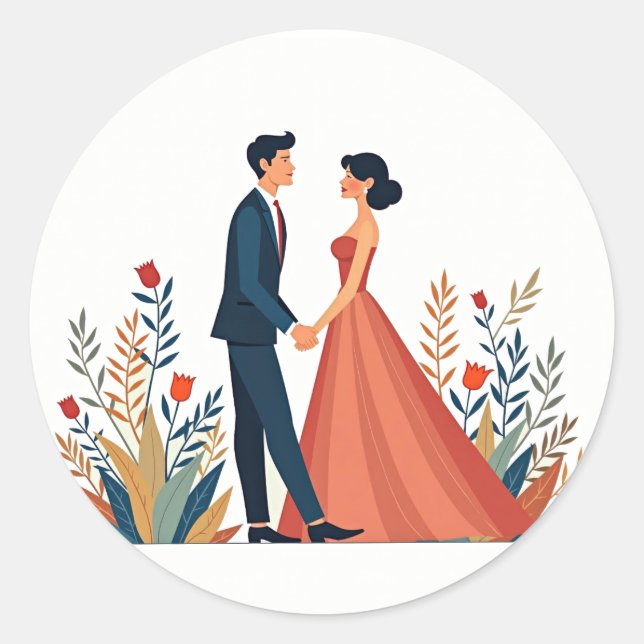 Autocollant pour couples romantiques classiques  (Devant)
