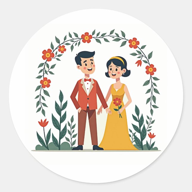 Autocollant pour couples romantiques fantaisistes (Devant)