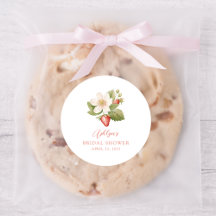 Autocollant pour douche de mariée à la fraise roug