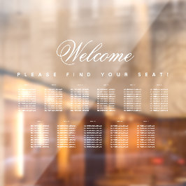 Autocollant Pour Fenêtre 11 Tableau Sièges en blanc Script transparent