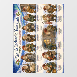 Autocollant Pour Fenêtre 13 lutins islandais de Noël à reykjavik